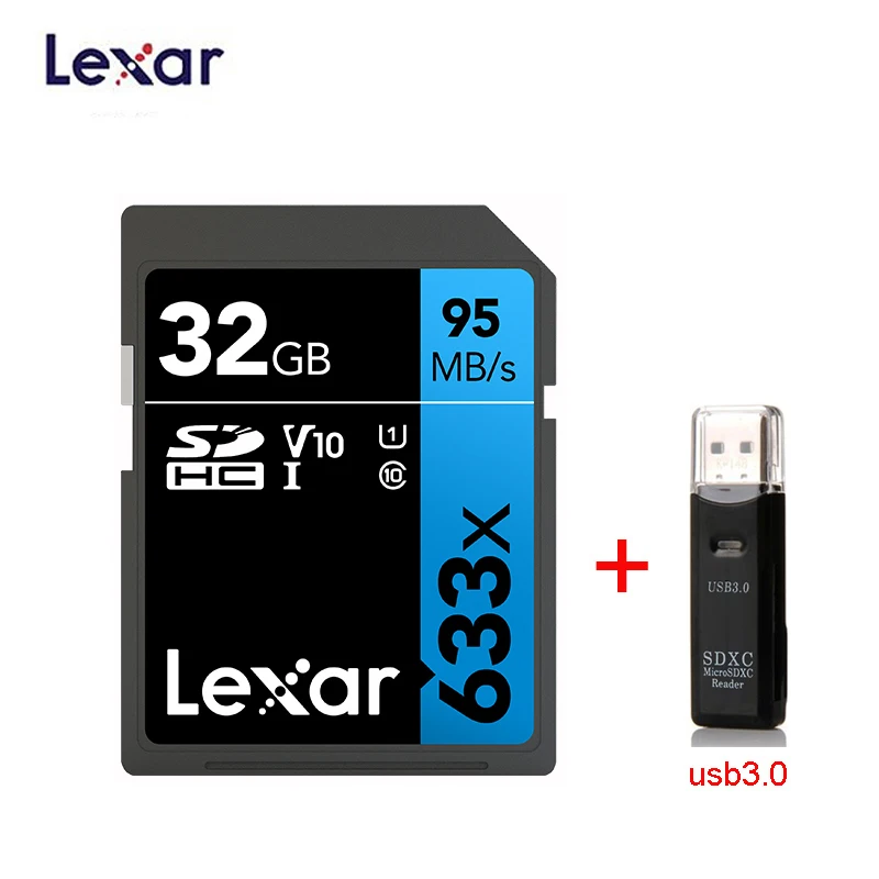 Карта памяти Lexar SD 633x оригинал 95 Мб/с 32 ГБ U1 SDHC 64 128 256 512 U3 SDXC класс 10 для видеокамер