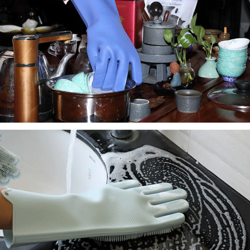 CarryWon силиконовые перчатки для мытья посуды Многофункциональные кухонные чистящие кисти силиконовая миска Перчатки Нескользящие износостойкие перчатки