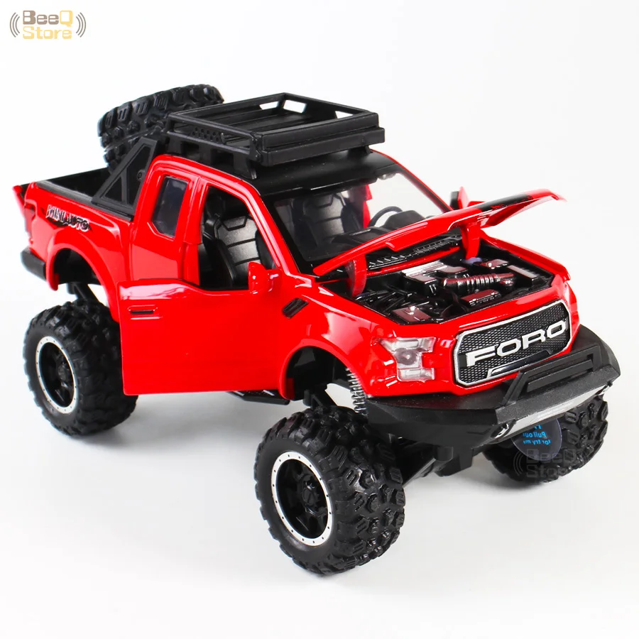 1:32 Сплав автомобиль для Ford F150 Raptor пикап игрушка Diecasts игрушечный Транспорт модель автомобиля звук и светильник и раздвижной автомобиль горячее колесо
