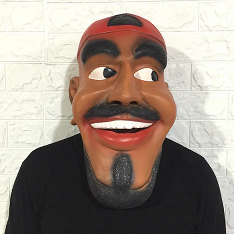 Yellow squint Man Mask Bar Hopping Funny DJ playing Mask Latex man headdress mask Halloween Cosplay Costume party Props - Цвет: Yellow squint