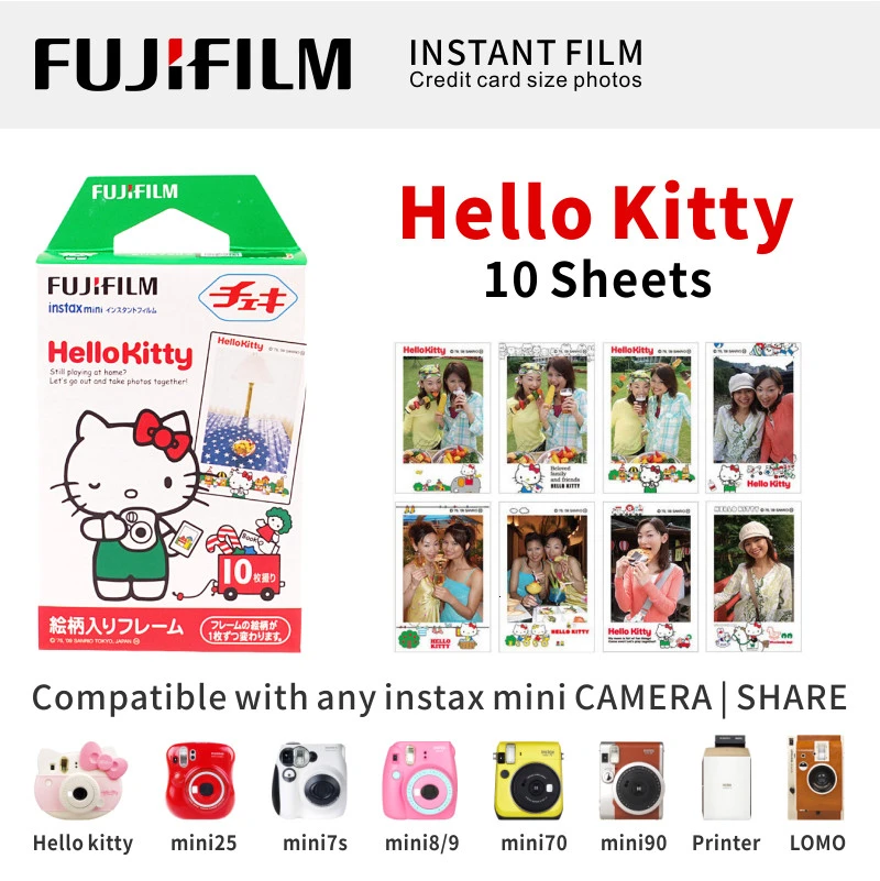 Kitty 10 Sheet ЖК-дисплея с подсветкой FUJIFILM FUJI INSTAX MINI 9 пленка глянцевая фотобумага в 1 пакет для SP1 SP2 70 7cs 8 25 90 50 Lomo - Цвет: Kitty 10 Sheet