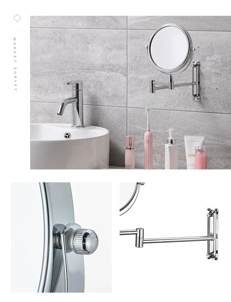 Напрямую от производителя крючки для стены светодиодный макияж зеркало туалетные принадлежности для ванной зеркало телескопическое складывание двухстороннее Cos