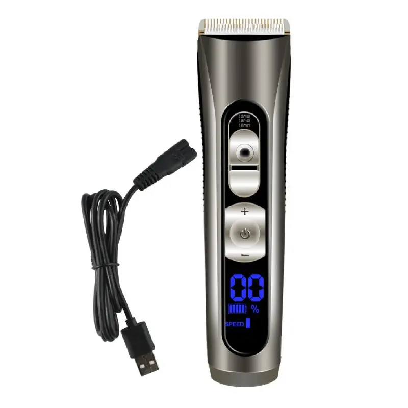 

Ceramic Titanium Alloy Blade Hair Trimmer Clipper USB Rechargeable Electric Razor Beard Shaver with LCD Digital Display 4XFB