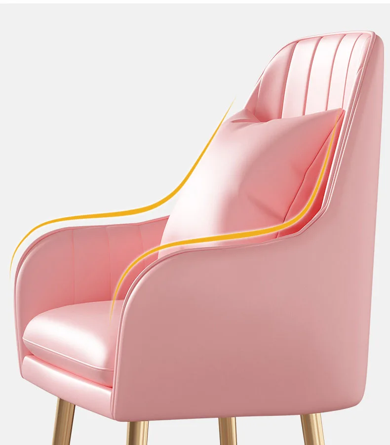 PU Leather Dinning Chair Nordic Style Furniture Black Golden Foot Makeup Armchairs For Bedroom Decoration Chairs Kitchen Chair