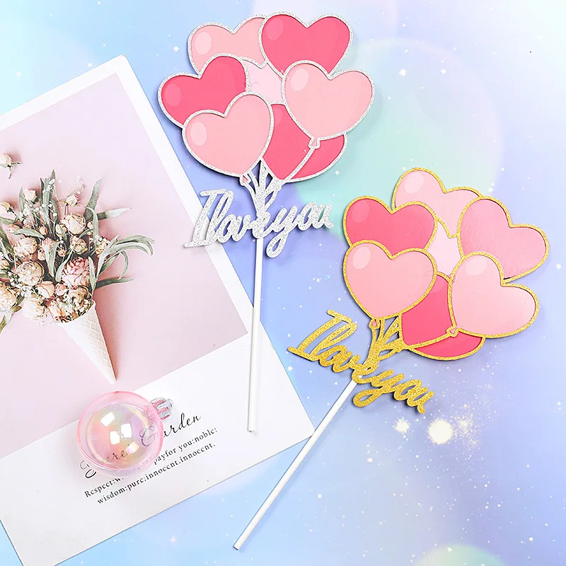 Воздушный шар с днем рождения кекс Топпер розовое сердце я люблю тебя свадебный