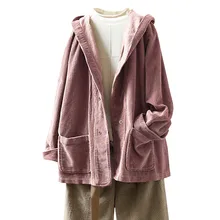 Новинка Harajuku вельветовые куртки женские зимние осенние пальто размера плюс женские большие Топы Милые куртки одноцветная одежда z1