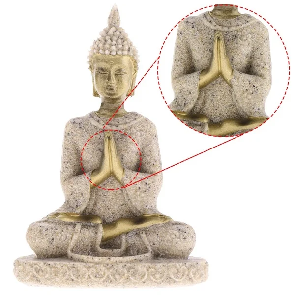 The Hue Sandstone Meditation Buddha Statue Sculpture Hand Carved Figurine Seated Ganesh Buddha Hand Carved Statue