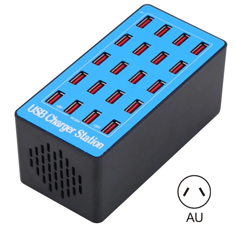 20 портов USB зарядное устройство концентратор Быстрая зарядка 3,0 станция Универсальный телефон адаптер питания QJY99 - Цвет: au plug