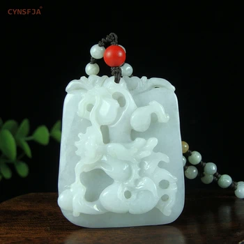 

CYNSFJA Real Rare Certified Natural Grade A Burmese Jadeite Men's Charms Amulets Chinese Dragon Jade Pendant High Quality Hand Carved Artwork Best Gifts