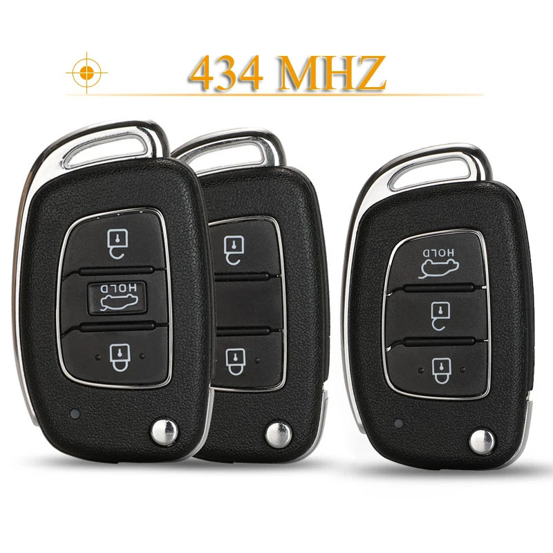 

jingyuqin 3 Buttons Smart Remote Car Key Fob 434MHz 4D60/Id47 Chip For Hyundai Solaris Verna Reina Elantra ix25