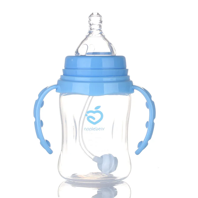 

3 Color 210ml Baby Bottle Kids Cup PP Sippy Children Training Cups Cute Baby Drinking Water Straw Handle Feeding Bottle
