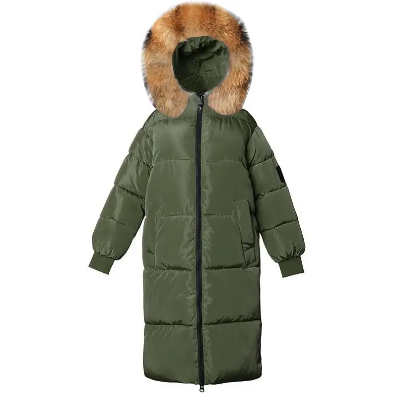 New Fashion Winter Jacket for Women Plus size 7XL Outerwear Fake fox fur Winter Down Coats Hooded Female Warm Long Parkas - Цвет: army green 3