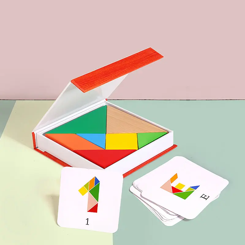 

3d puzzles Tangram wood toy baby Early Learning Set geometric puzzle box Jigsaw puzzle educational game wooden toy for kids gift