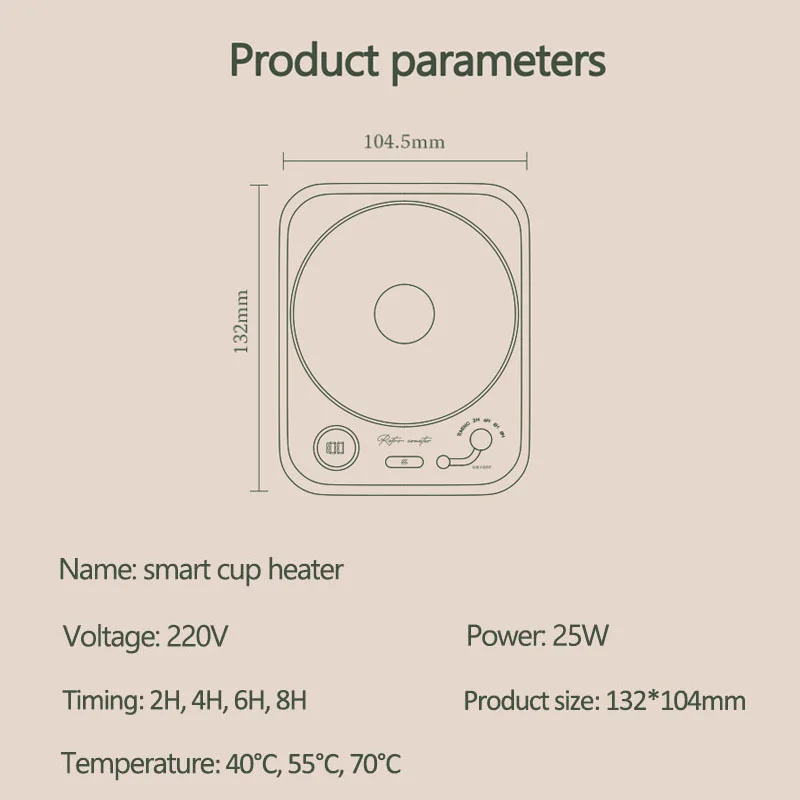 220V Cup Warmer Mug Coffee Cup Heater Mug Smart Timer Heating Coaster Thermostatic Heating Pad Hot Plate Hot Milk Coffee Warmer