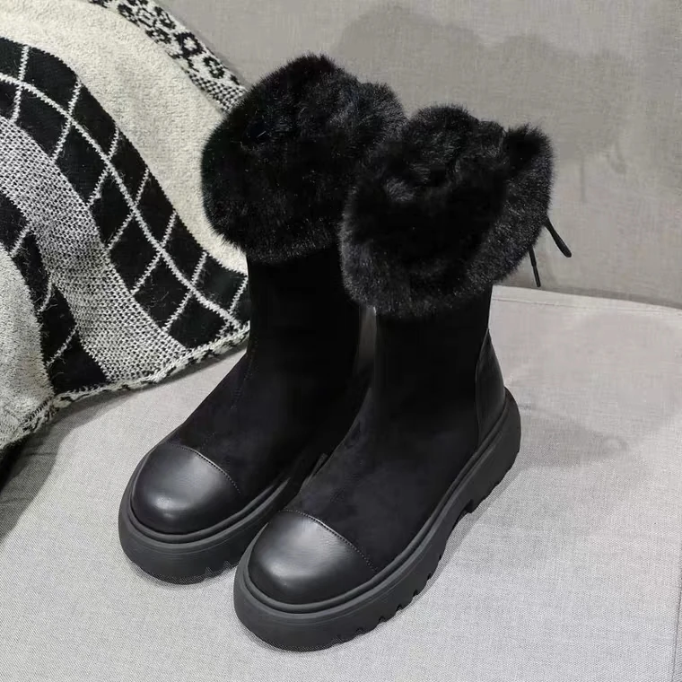 ORVAB/модные кожаные зимние ботинки классические женские ботинки в австралийском стиле ботильоны на натуральном меху теплые шерстяные зимние ботинки ботильоны
