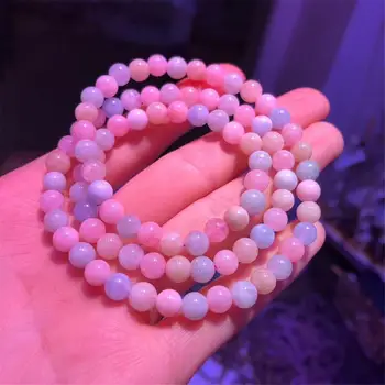 

6mm Genuine Natural Beryl Morganite Bracelet For Women Lady Man Three Laps Crystal Love Round Beads Clear Gemstone Jewelry AAAAA