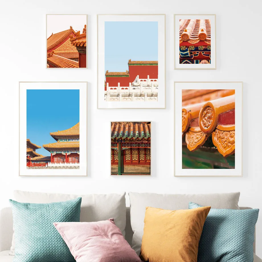 

Vintage Imperial Palace Tree Mountain Wall Art Canvas Painting Nordic Posters And Prints Wall Pictures For Living Room Decor