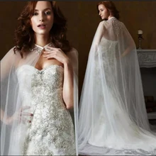 Свадебные накидки с аппликацией, длинные двухслойные куртки из тюля, накидки белого цвета и цвета слоновой кости, свадебные аксессуары