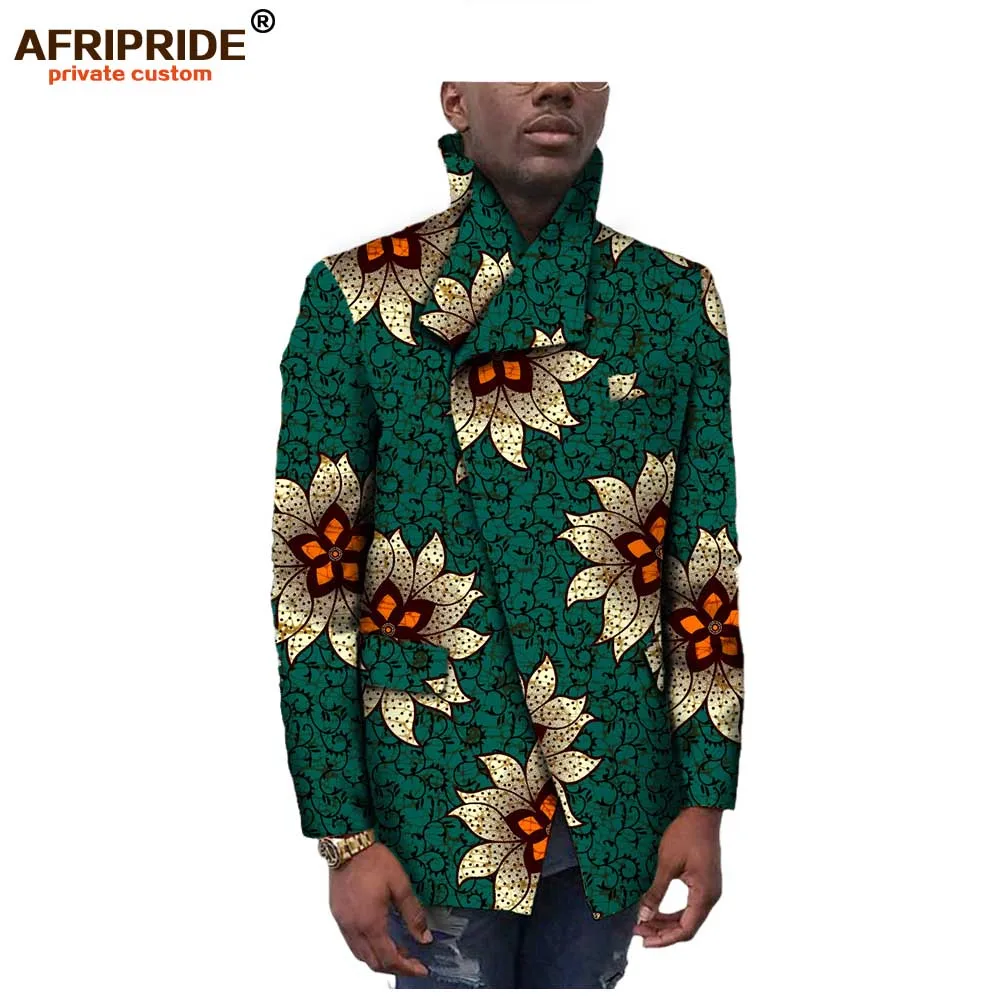 Африканский принт, мужское пальто AFRIPRIDE, индивидуальное, на запястье, рукав-стойка, воротник с подкладкой, пальто, повседневный стиль, хлопок, A731403 - Цвет: 529J