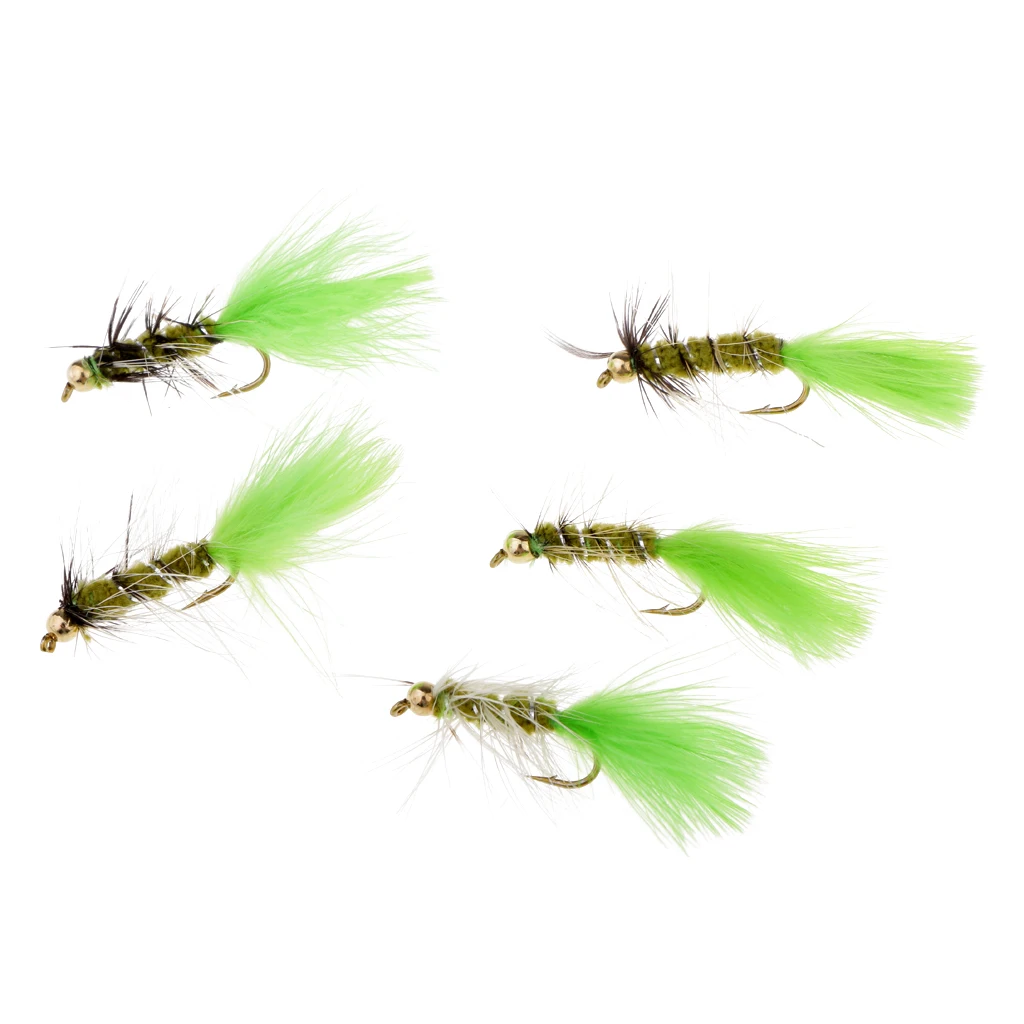 5pcs Brass Head Fly Fishing Flies Assortment - Bass and Big Trout Streamers