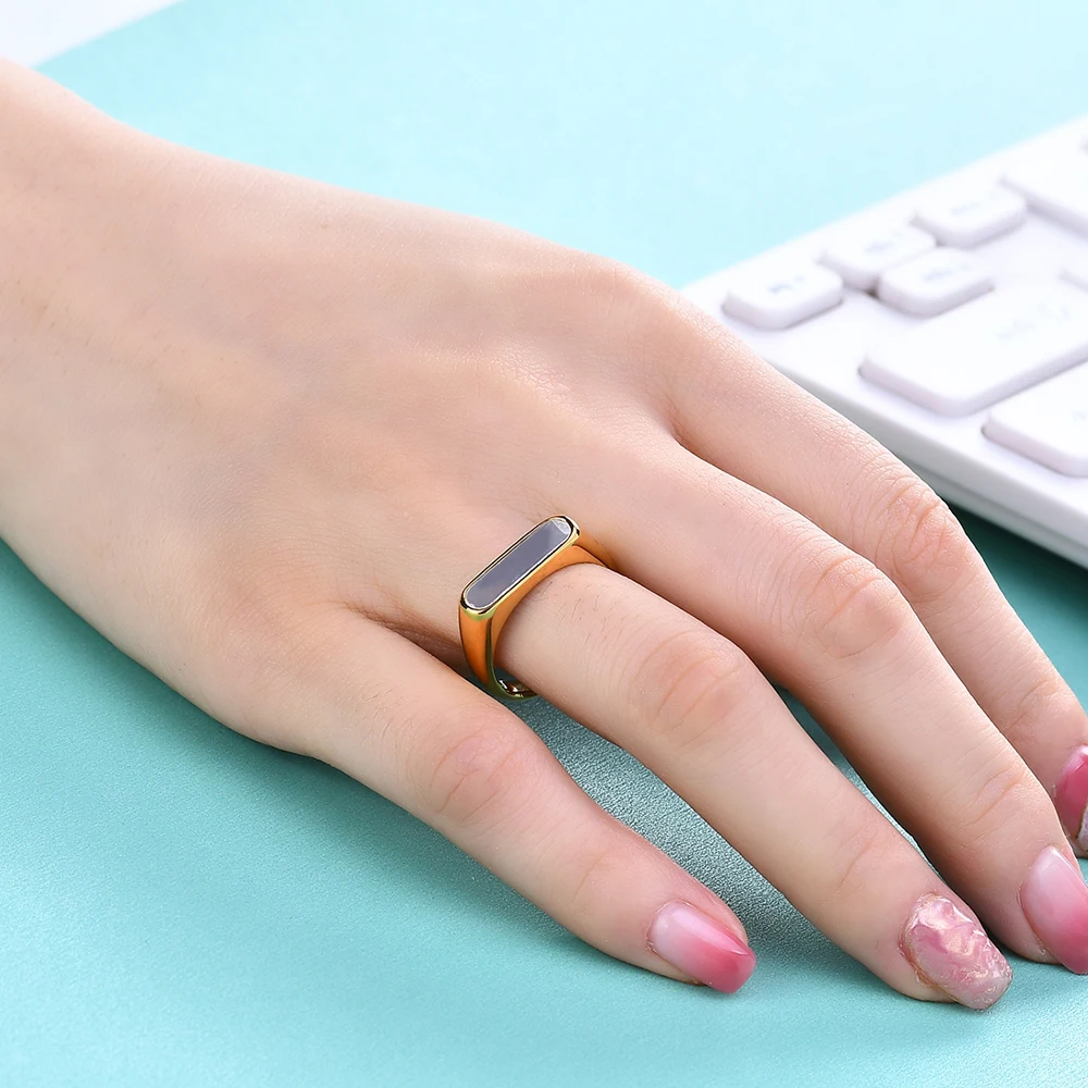 2021 New Ins Style Matching Drop Glaze Gold Statement Rings For Women Christmas Gift Stainless Steel Gothic Jewelry Accessories