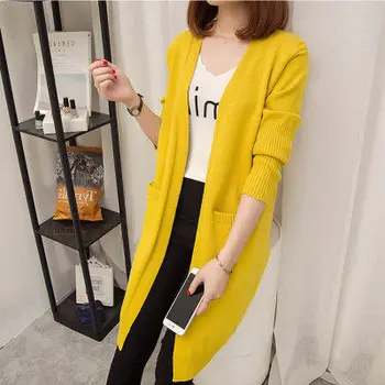 

NEW In autumn and winter 2019, the new knitted cardigan women's long-sleeved loose solid color shawl sweater is worn outside.