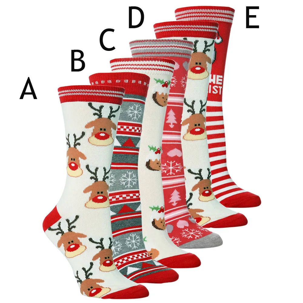 Повседневные рождественские плотные носки для сна унисекс с милым рисунком; теплые зимние длинные носки-тапочки для мужчин и женщин
