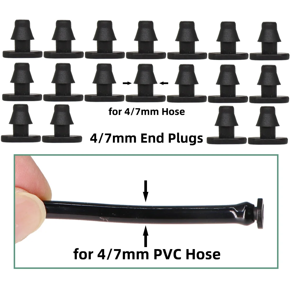 50-200PCS 1/4'' Hose End Plug 4/7mm Watering Connectors Micro Tubing Water Stop Garden Drip Irrigation Barbed Stopper Tools