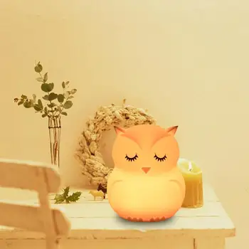 

Owl Cartoon Silicone Baby LED Night Light Children Toy Lights 7 Colors USB Touch Animal for Kids Bedside Night Lamp Gift