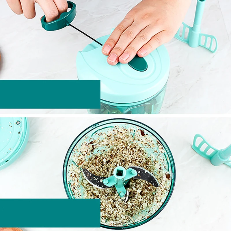 Manual Vegetable Fruit Chopper Hand Pull Food Cutter Onion Nuts Grinder Mincer Shredder Kitchen Accessories With 5 Blades