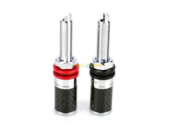 

4pcs Hi-End Rhodium plated Carbon Fber Couple Terminals Red Black Connector HiFi Amplifier Terminal Speaker Binding Post