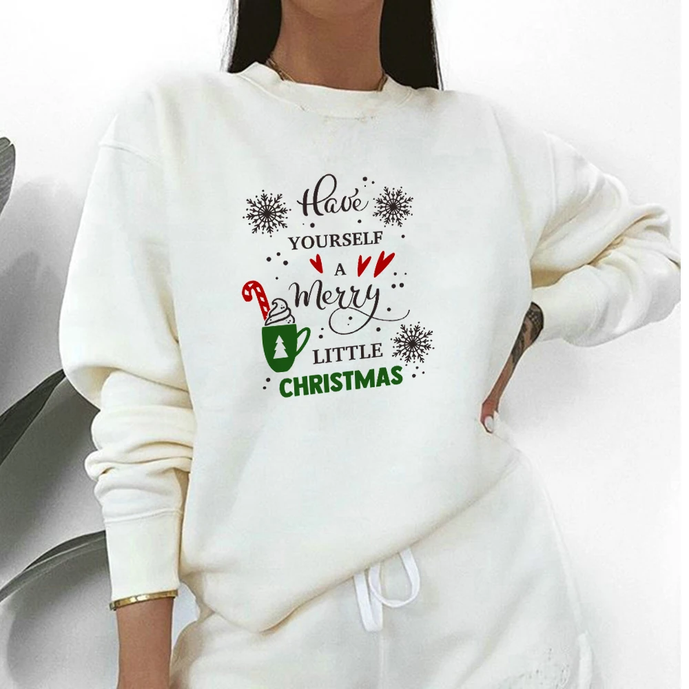 

Merry Christmas Sweatshirt Oversize Women's Fashion Hoodies 2020 Europe and America Hipster Clothes White Pullover Undefined