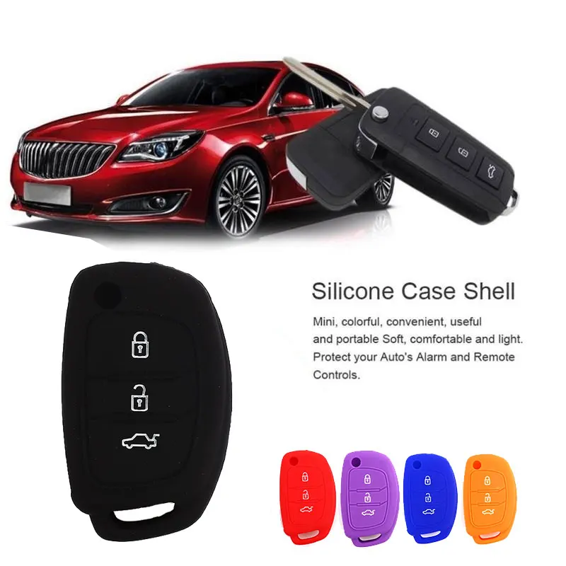 Remote Fob Cover Car Remote Control Case Soft Silicone Key Case Holder Automobile 3 Button Foldable Car Key Shell