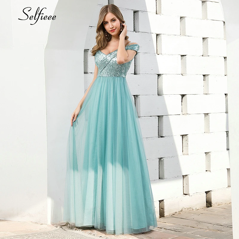 blue maxi sequin dress