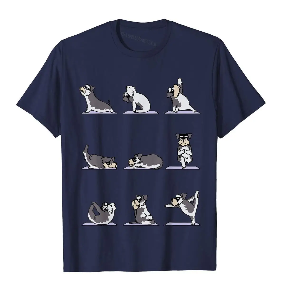 Miniature Schnauzer yoga Asana Pose Meditation Funny T-Shirt__B13353navy