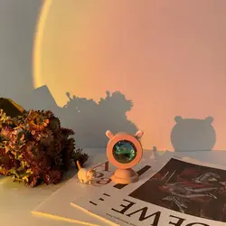 Lampe de Projection au coucher du soleil, oreilles de chat, oreilles de lapin, projecteur veilleuse pour chambre à coucher, Bar café, éclairage de décoration murale 