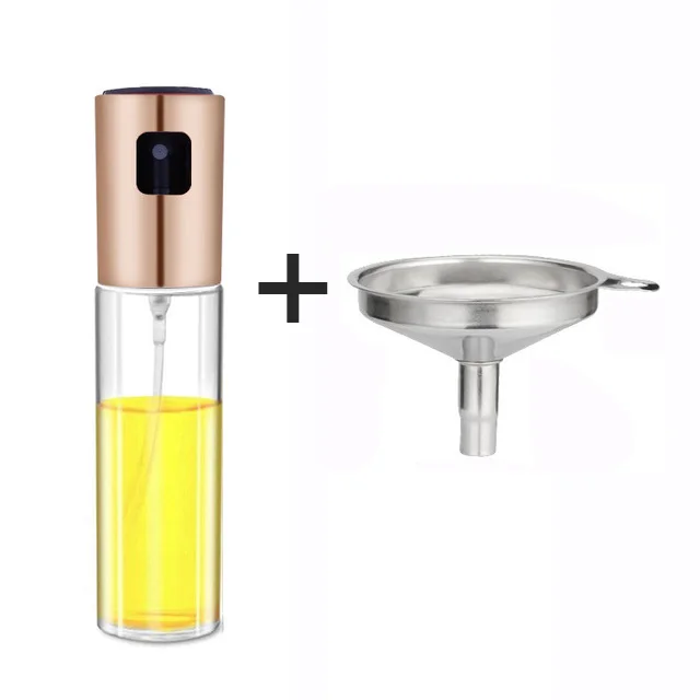 rose gold and funnel Anpro кухонный стеклянный распылитель оливкового масла, пустая бутылка, масло с уксусом, Диспенсер, инструмент для приготовления салата, барбекю, масляный распылитель для приготовления пищи - Цвет: rose gold and funnel