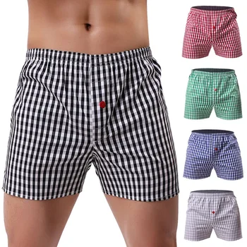 

Bulk Price Cotton Loose Short Boxers Mens Plaid Underwear Homewear Men Underpants Plus Size Shorts Comfortable Multicolor