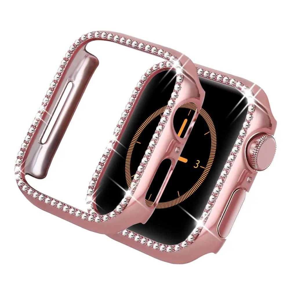 rose pink Шикарный бампер для Apple watch чехол для Apple watch 4 44 мм 40 мм 42 мм 38 мм Алмазный защитный чехол iWatch 4 3 2 1 Аксессуары 38 - Цвет: rose pink