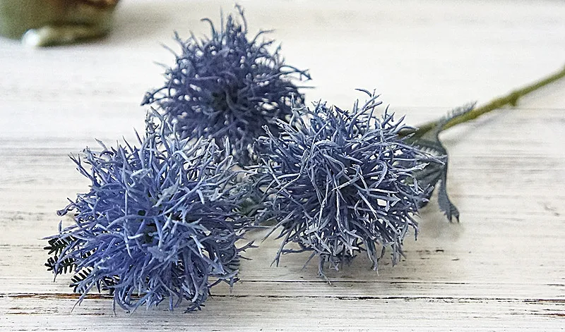 blue Искусственный цветок одуванчика сельдерей мяч пластиковые цветы с листьями сад дома свадебные цветочные украшения - Цвет: blue