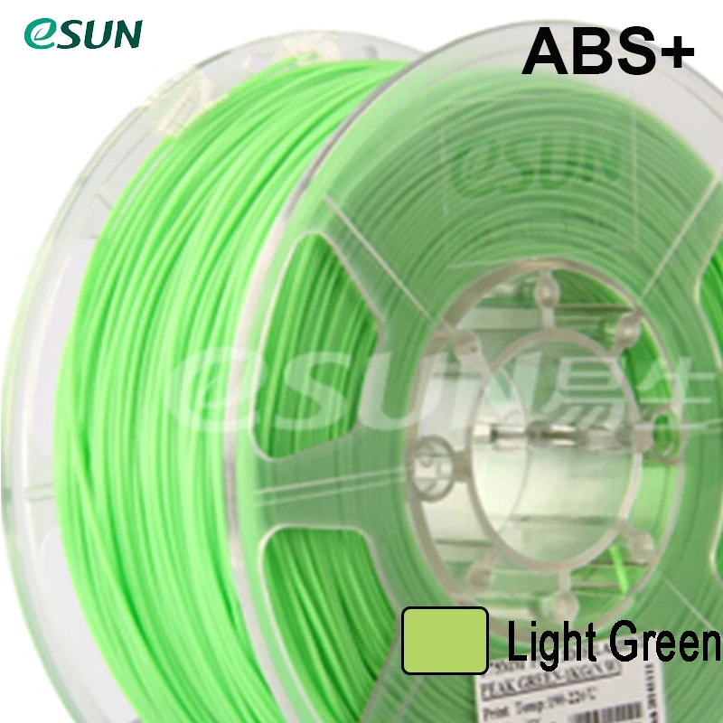 Горячая распродажа! Esun ABS, ABS+ PLA, пла, ударопрочный полистирол сверхвысокой ударной прочности+, ПВА, PETG, ePA, eTPU. 1,75 мм, Вес нетто: 1 кг из москвы россии - Цвет: ABS Plus Light Green