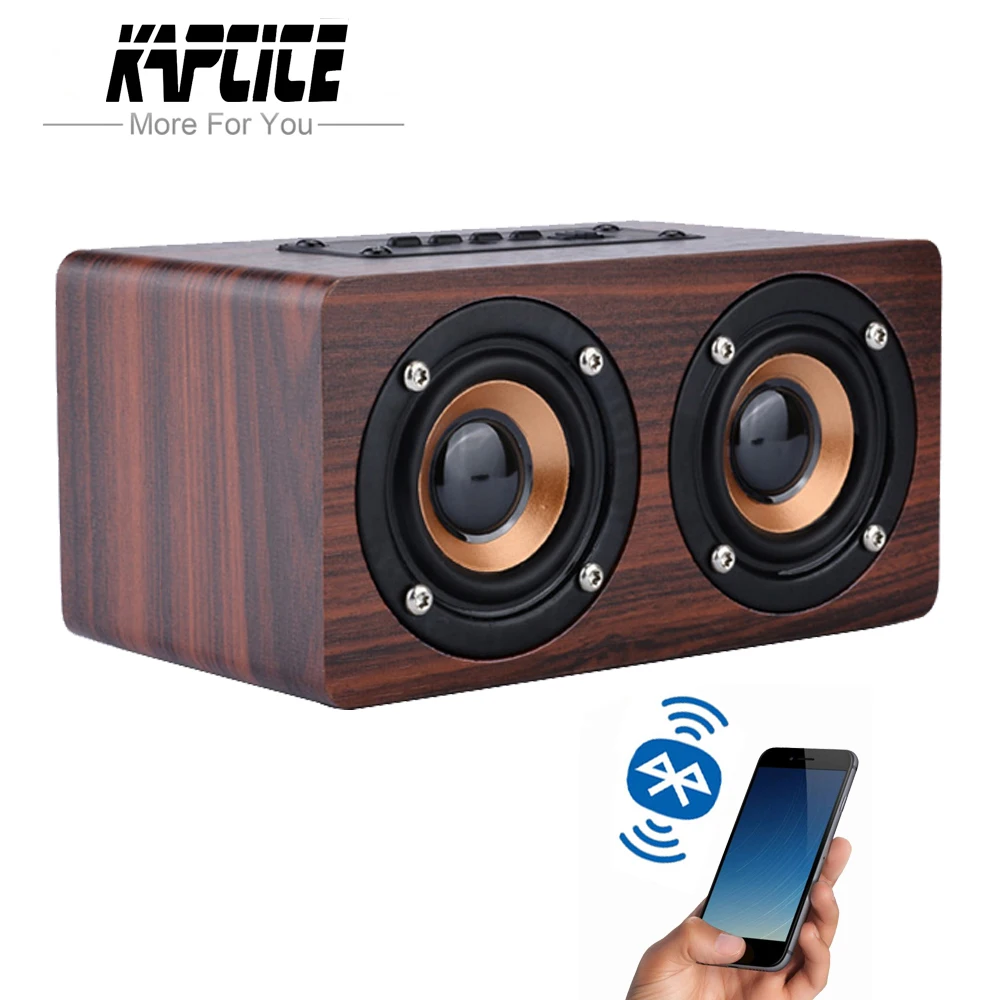 Деревянная Беспроводная Bluetooth Колонка KAPCICE портативная HiFi колонка с ударными