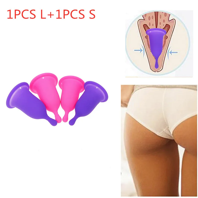 2PCS Vaginal Menstrual Cup Feminine Hygiene Menstrual Cup 100% Medical Grade Silicone Reusable Women Cup Collector 2 Style