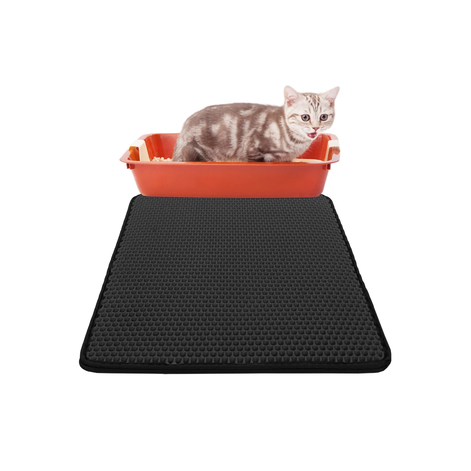 Waterproof Pet Cat Litter Mat Foldable EVA Double-Layer Cats Mat Bottom Non-slip Pet Litter Cat Mat Layer Pet Litter Catcher Mat