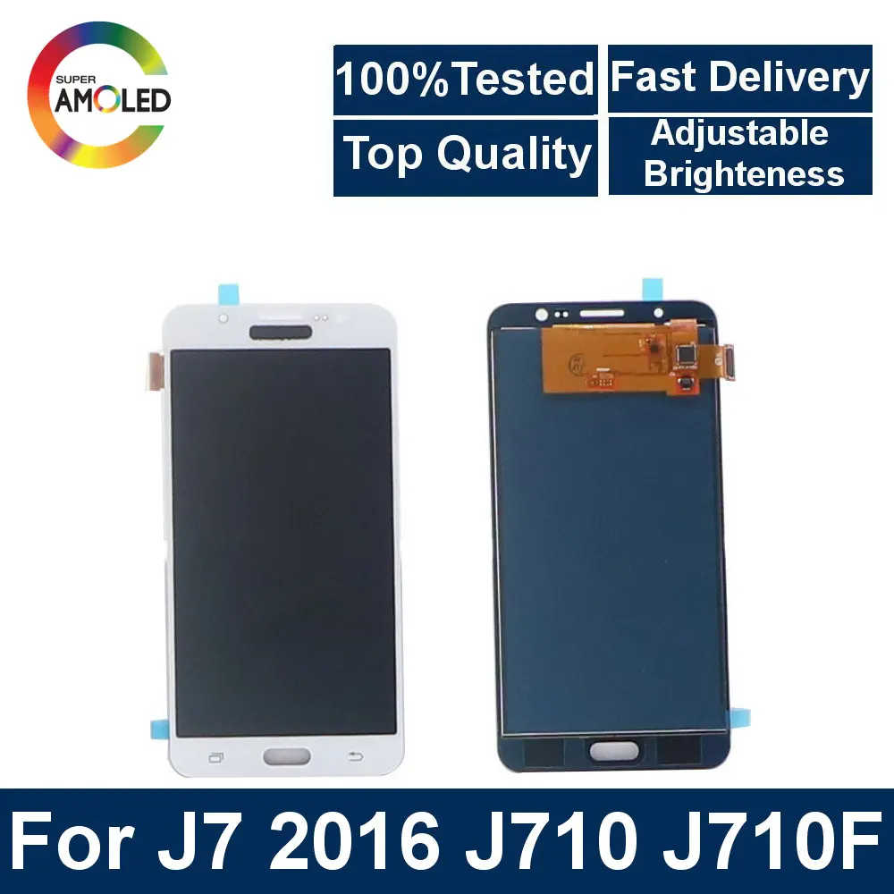 Протестированный супер AMOLED для Samsung Galaxy J7 j710 J710F J710M J710Y ЖК-дисплей сенсорный дигитайзер Замена датчика
