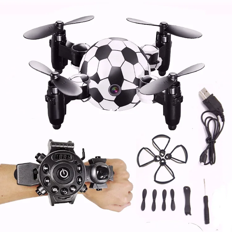 

Smart Black Science And Technology Mini Folding Remote Control Four-axis UAV (Unmanned Aerial Vehicle) Football-Shaped Watch Air