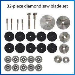 Jeu de lames de scie diamantées, outil rotatif, roue de coupe, disques de coupe en acier rapide, outils rotatifs, bois, verre, plastique, pierre, métal, 32 pièces 