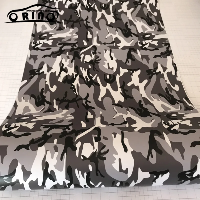 Black Grey Snow Camouflage Vinyl Film-5