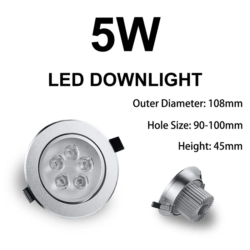 Super Bright LED Bulb 1W 3W 5W 7W 9W 12W 15W 18W Ceiling Downlight Recessed Spot Light For Home Lighting AC 110V 220V 85-265V bathroom downlights Downlights