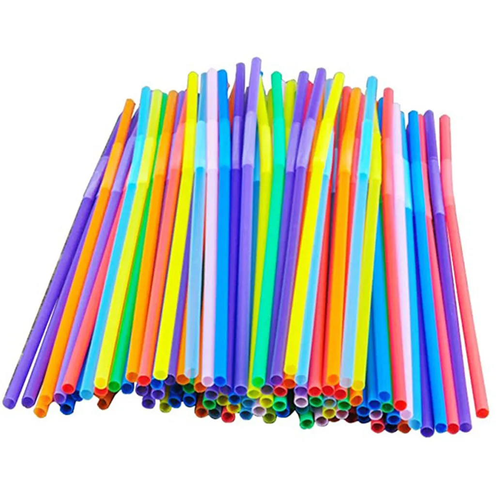 Appearancnes 100 pcs en Plastique Souple Solide Blanc jetables pailles /à Boire